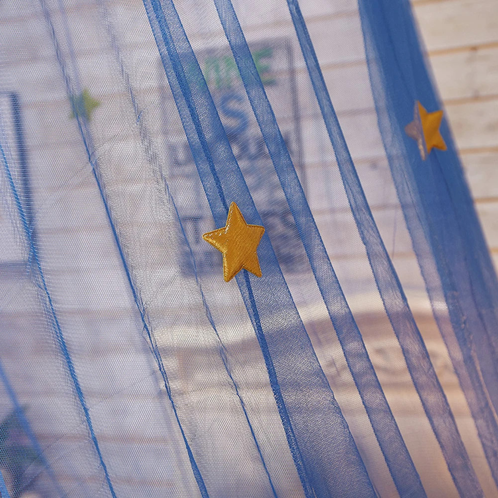 Романтический для девочек занавески Круглый купол Синяя Звезда палатка кровать