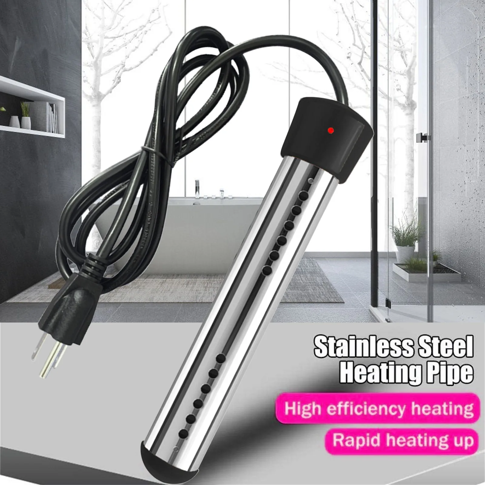 

1500W Portable Suspension Stainless Steel Electric Floating Immersion Heater Boiler Water Heating Element For Bathroom
