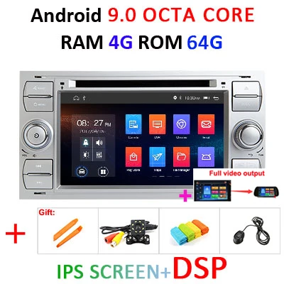 4G+ 64G Автомобильный dvd-плеер Android 9,0 2 din в тире для Ford Transit Focus подключение S-MAX C-MAX Kuga Mondeo Автомобильный Радио gps Мультимедиа - Цвет: 4G 64G IPS DSP F S