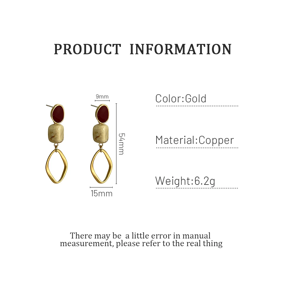 

Monlansher Vintage Irregular Oval Drop Earrings Matte Metal Natural Stone Earrings for Women Elegant Fashion Earrings Jewelry