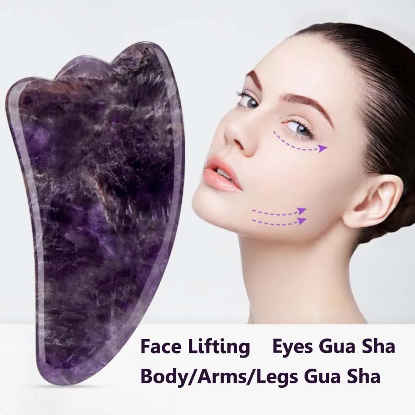 Терапевтический камень гуаша для лица аметист фиолетовый нефрит инструменты 100%