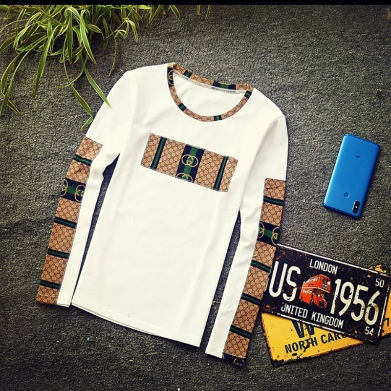 

Trendy Couples Wear Pure White Slim Long Sleeve T-shirt Autumn Clothes Personalized Youth Clothes