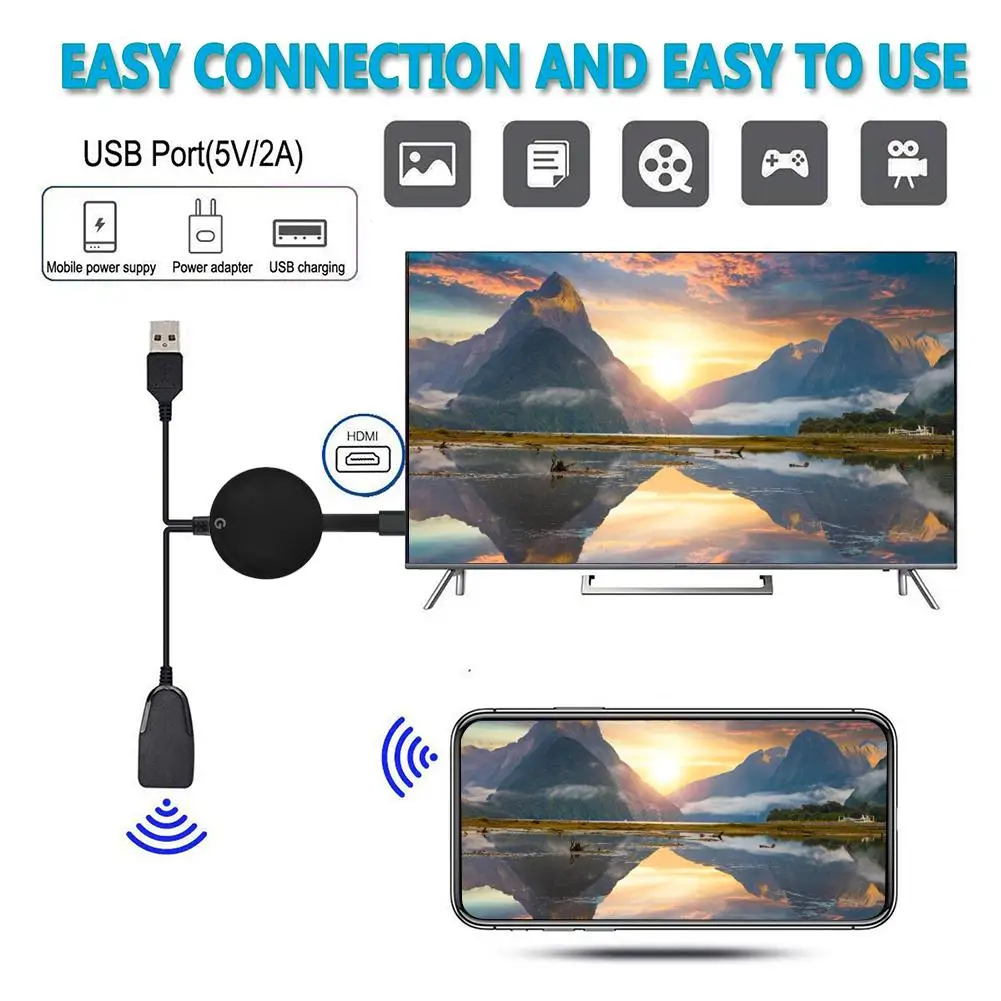 Tv Stick 2 4G/5G Hz видео WiFi дисплей HD экран зеркальное отображение ТВ Беспроводной