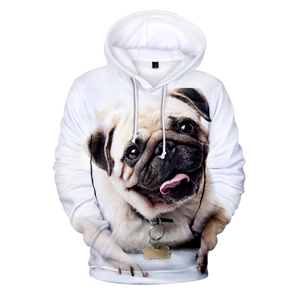 

3D Men's Hoodie Pug Animal Print Hoodie Men's Women's Sweatshirt Fall Harajuku 3D Pug Hooded Casual Boys and Girls Streetwear