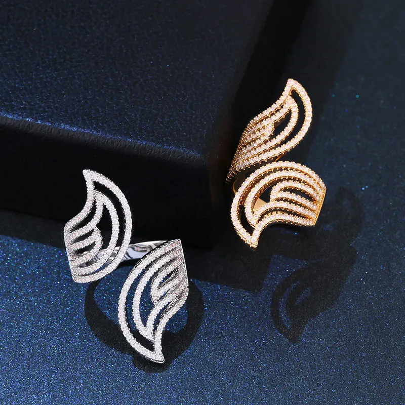 Роскошное эффектное составное кольцо hiобразной формы в стиле Монако для