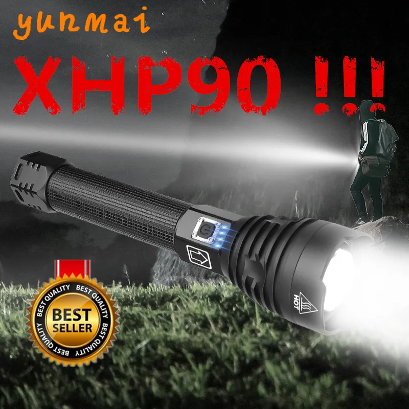 Супермощный светодиодный фонарик Xlamp XHP70.2 XHP90 USB XHP50 тактический фонарь с зумом