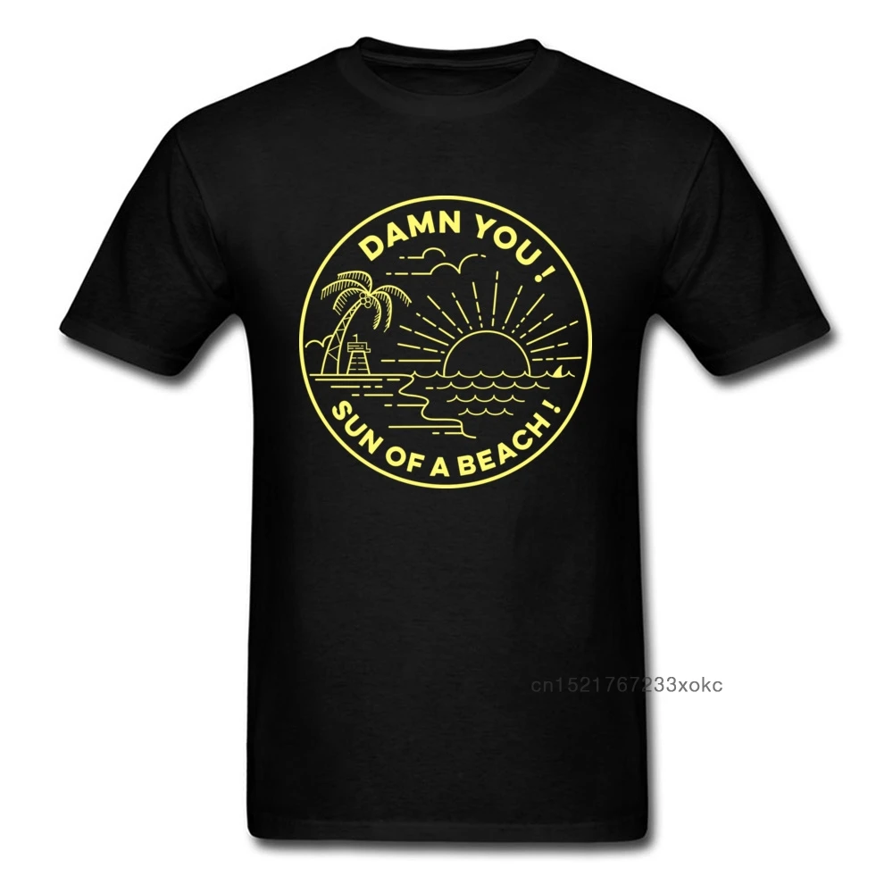 Черная Мужская футболка с надписью Damn You SUN OF A BEACH Забавные футболки коротким