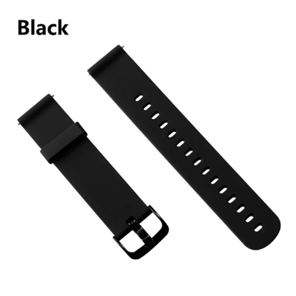 Black Силиконовый ремешок для часов Xiaomi Huami Amazfit Bip Little Band 20 мм ремешок для Amazfit Beep браслет на запястье samsung gear S2 S4 - Цвет: Black
