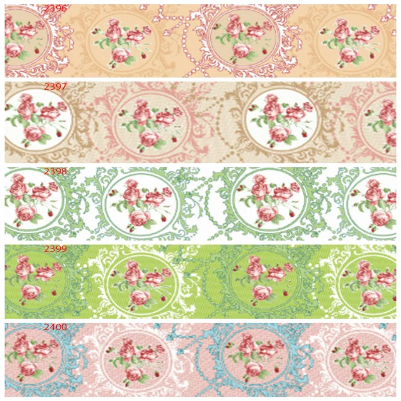 Корсажная лента из 100% полиэстера с цветочным принтом Цветочная атласная 50