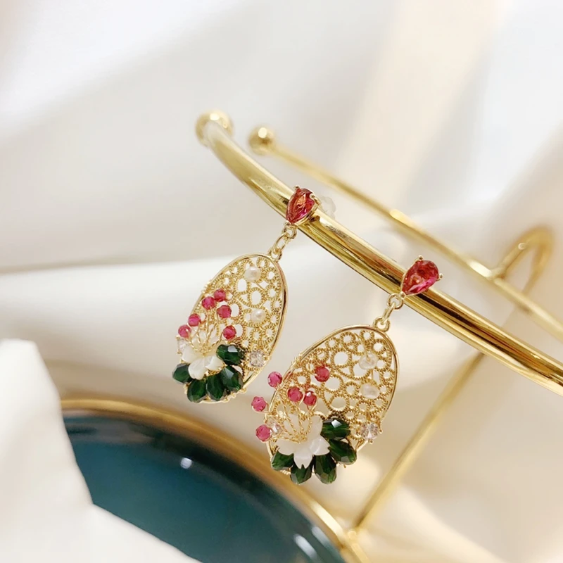 DMED060075 Pearl Earrings Silver 925 Jewelry Chinese Style Crystal Material 2-3mm Studs For Women | Украшения и аксессуары