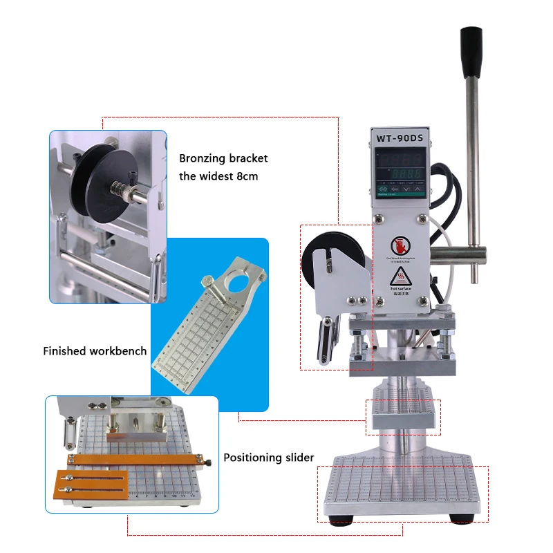 

WT-90DS Manual Digital Heat Press Machine 300W PVC Leather Card Book Wood Custom Logo Embossing Hot Foil Stamping Machine