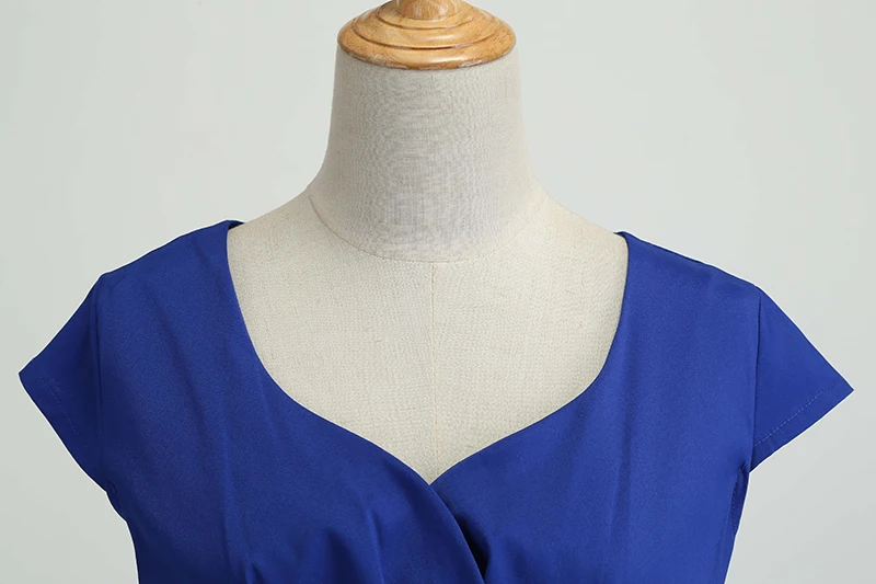 Королевское голубое платье подружки невесты элегантное Ретро Hepburn v-образным