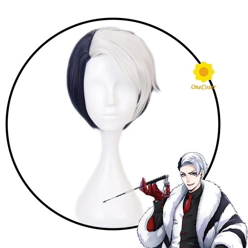 Витая Страна Чудес Divus Crewel Косплей короткий белый и черный парик + Бесплатный