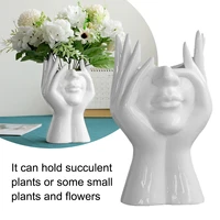 new human face ceramic vase art abstract sculpture human head abstract plant flower pot home decoration and wedding decoration