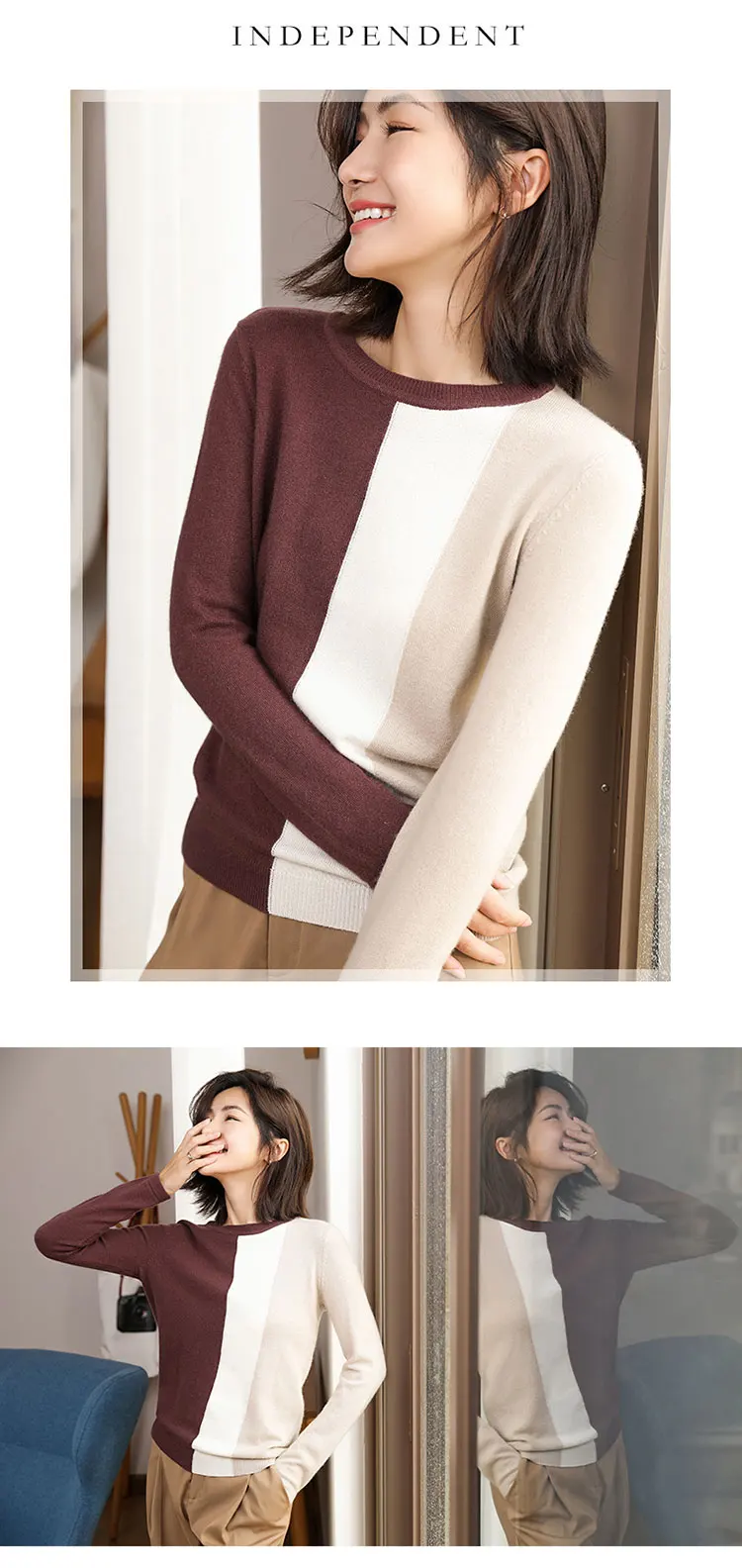 adishree woman winter Cashmere sweaters and auntmun knitted Pullovers High Quality Warm Patchwork thickening O-neck