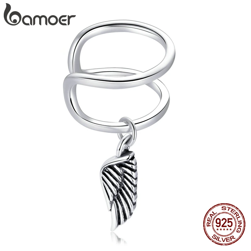 

Bamoer 1PCS 2021 New Angel Wings Ear Clip Genuine 925 Sterling Silver Ear Clip for Women Elegant Wedding Jewelry Present GXE1200