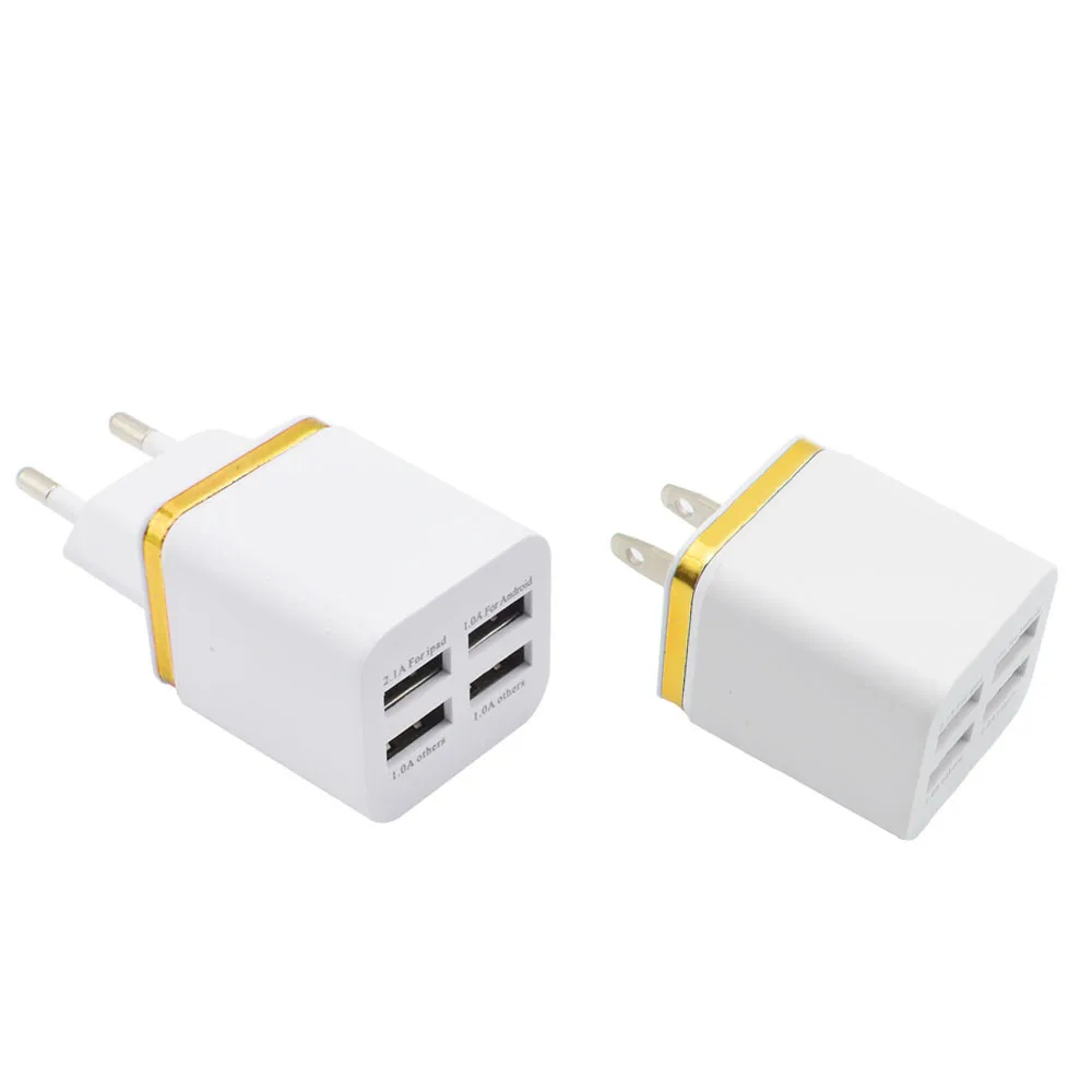 Новое покрытие зарядное устройство 4USB зарядное устройство для мобильного телефона 2.1A 4 USB металлическое боковое зарядное устройство