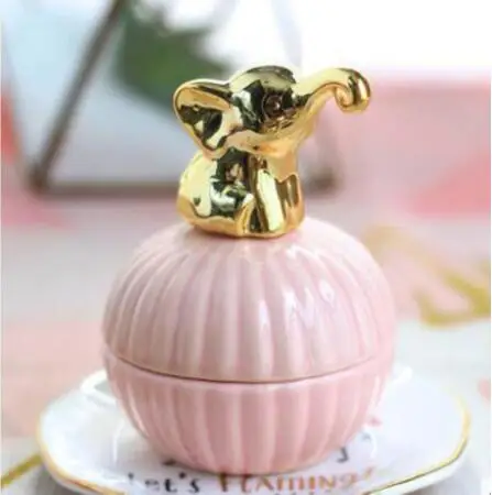 pink elephant 2 шт., Свадебная коробка для конфет, керамические свадебные коробки для подарков, вечерние подарочные пакеты, свадебные подарочные коробки для хранения ювелирных изделий - Цвет: pink elephant