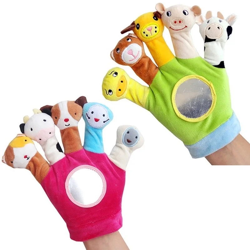 

Cartoon Animal Gloves Finger Puppet Baby Plush Toys for Children Lovely Kids Plush Toys Baby Favor Dolls
