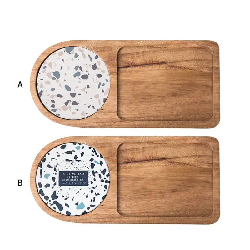 

Wood Plates Coffee Cake Bread Irregular Solid Ceramic Coaster Fruit Dishes Saucer Tea Tray Dessert Dinner Plate Tableware Dish