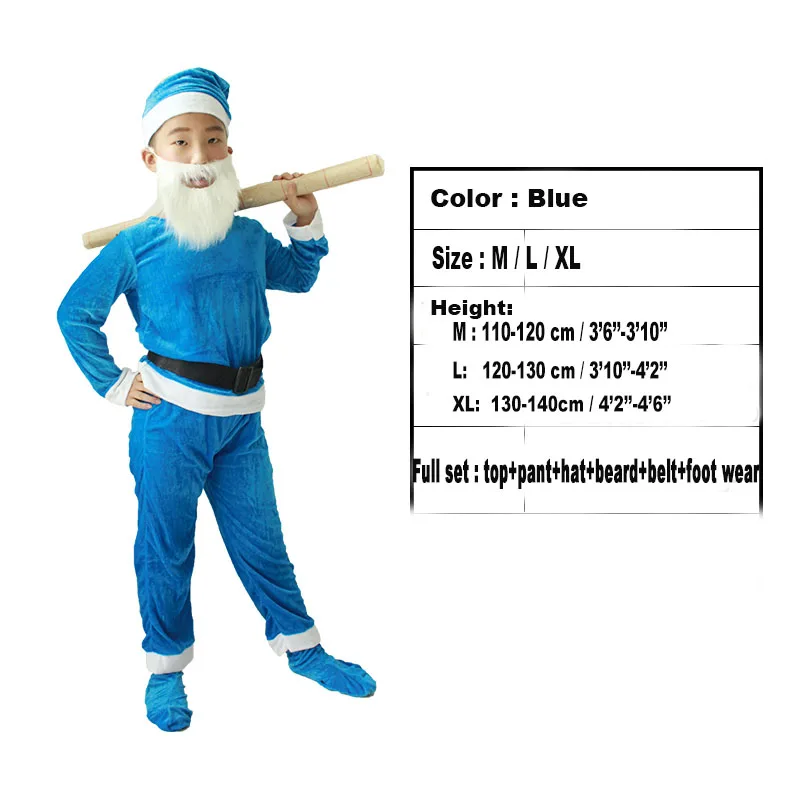 Child Blue Костюм Феи из мультфильма «Семь гномов» Детский карнавальный костюм для мальчиков, карнавальный костюм эльфа, костюм эльфа для детей, топ+ брюки+ борода+ шляпа - Цвет: Child Blue