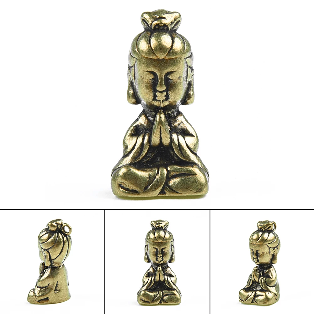 

1Pcs 37x21x17mm Mini Solid Brass Guanyin Buddha Figurine Statue Ornament Home Room Office Desk Car Decor Crafts Gift Ornaments