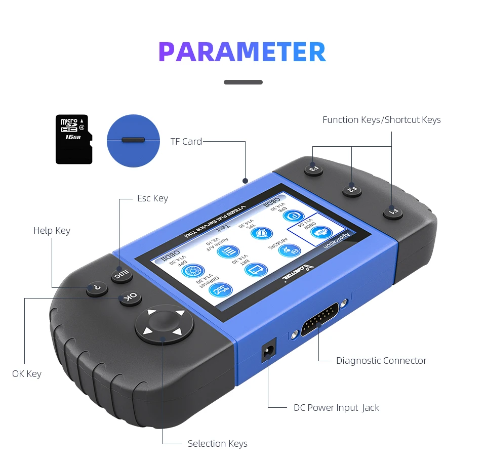 VDIAGTOOL VT600 OBD2 сканер двигателя ABS SRS EPB сброс обслуживания масла инжектор