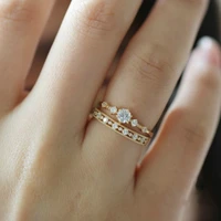 huitan luxury finger ring for women simple stylish design double stackable set rings daily wear fashion accessories girl jewelry