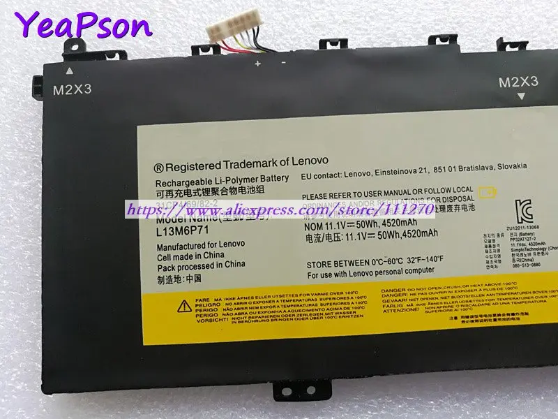 Yeapson 11.1V 4520mAh Genuine L13M6P71 L13S6P71 Laptop Battery For Lenovo Yoga 2 13 Series Notebook computer | Компьютеры и офис
