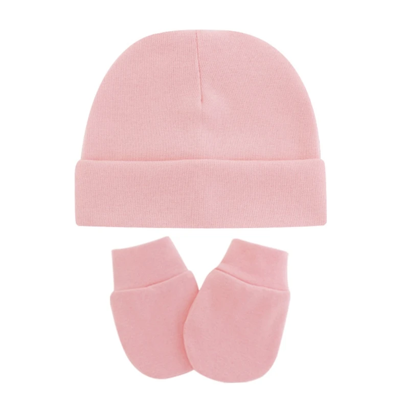 Newborn Infants Face Protection Scratch Mittens Warm Cap Kit Baby Anti Scratching Cotton Gloves+Hat Set
