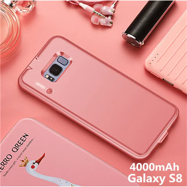 NTSPACE 5000 мАч для samsung Galaxy S8 Plus чехол для батареи 4000 мАч ультра тонкий резервный внешний аккумулятор чехол для samsung S8 чехол для зарядного устройства s - Цвет: Pink for S8
