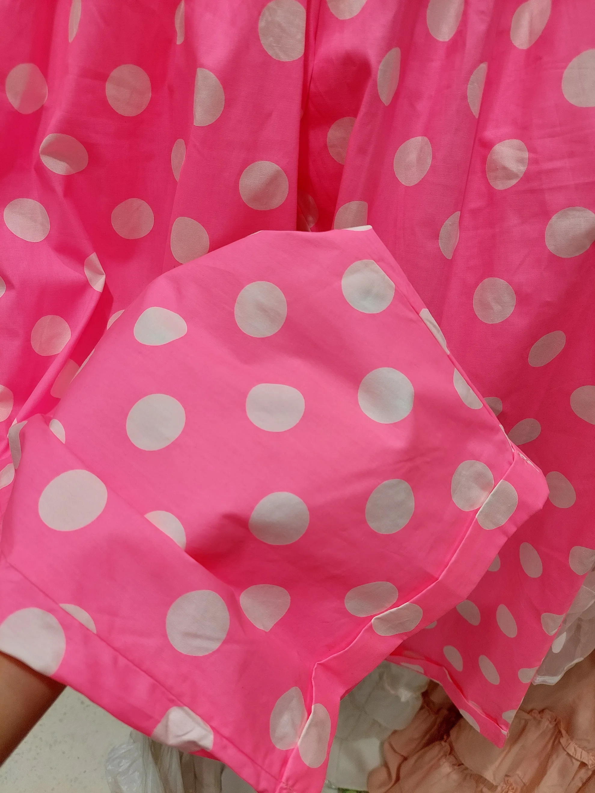 

2021 Summer New All-Matching Dot Printed Baggy Pants Female Pink Sweet Elastic Waist Wide-Leg Pants for Ladies