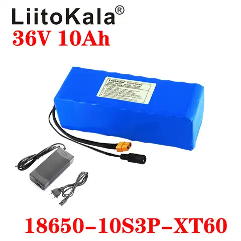 Литиевый аккумулятор LiitoKala, 36 В, 10 p, 10 А · ч, 500 Вт, 42 в, 18650