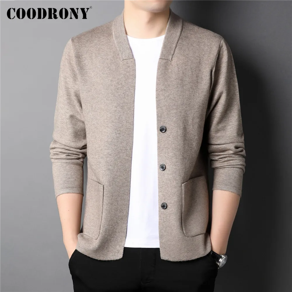 

COODRONY бренд осень зима новое поступление толстый теплый кардиган мужская одежда уличная мода Карманный вязаный свитер пальто C2146