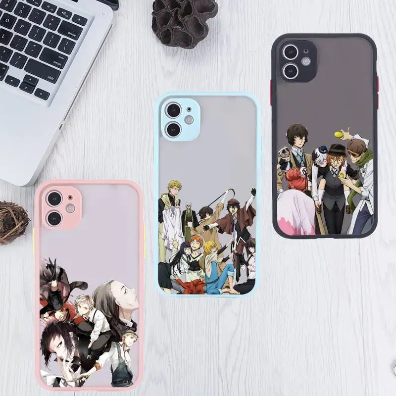 

apan anime bungou stray dogs Dazai Phone Case For iPhone 12 11 Mini Pro XR XS Max 7 8 Plus X Matte transparent Pink Back Cover