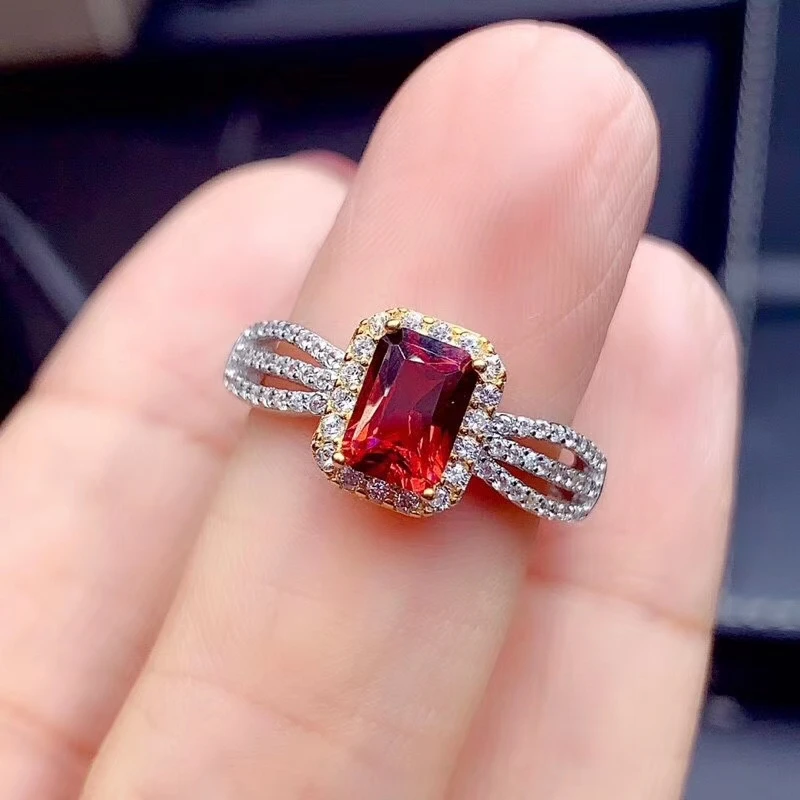 

biggest sale new style engagement ring red garnet ring for women jewelry real 925 silverdate gift natural gem Jan. Aquarius