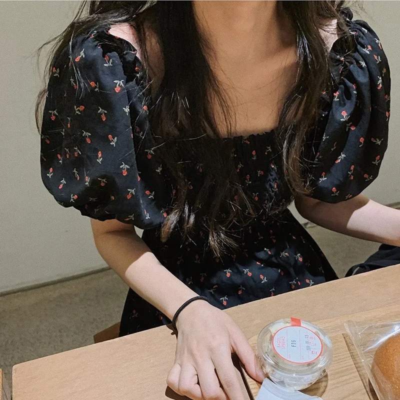 Шифоновое Цветочное платье с квадратным вырезом вечернее платье-трапеция 2021