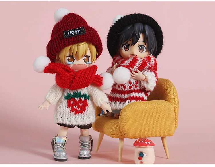 Новый [1/12 кукольный свитер] OB11 кардиган Ob11 шляпа 1/12BJD Кепка одежда (подходит для