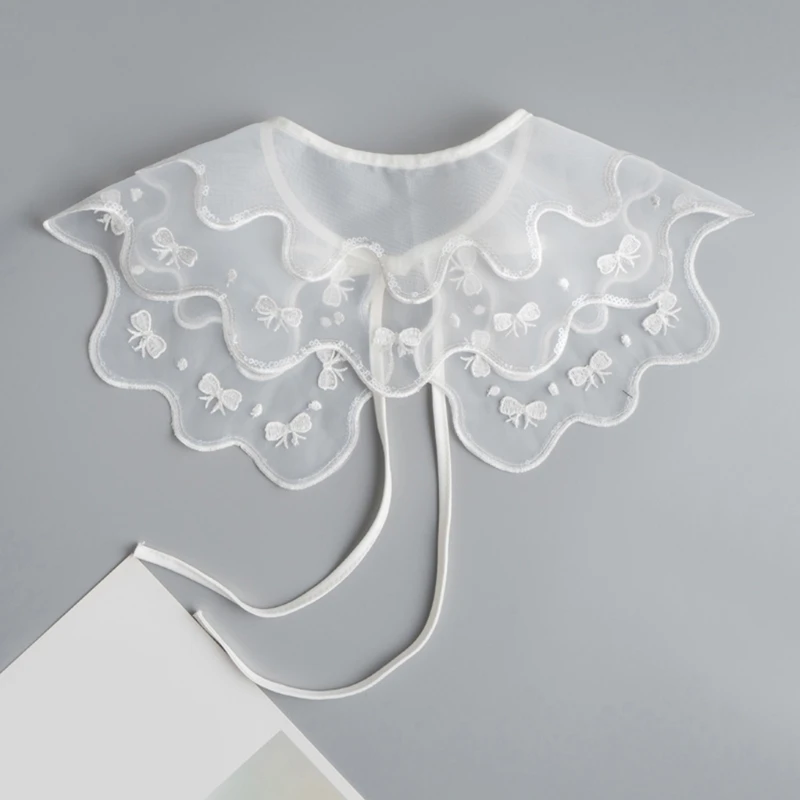 Женская многослойная шаль из органзы с вышивкой и бантом |