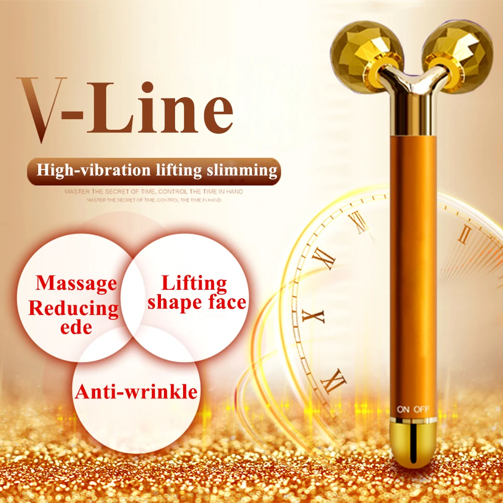 

Lift tightening 24K Beauty Bar V Face Artifact Face-Lift Stick Anti Eye Wrinkle Tightening Roller Facial Body Massage Beauty Bar
