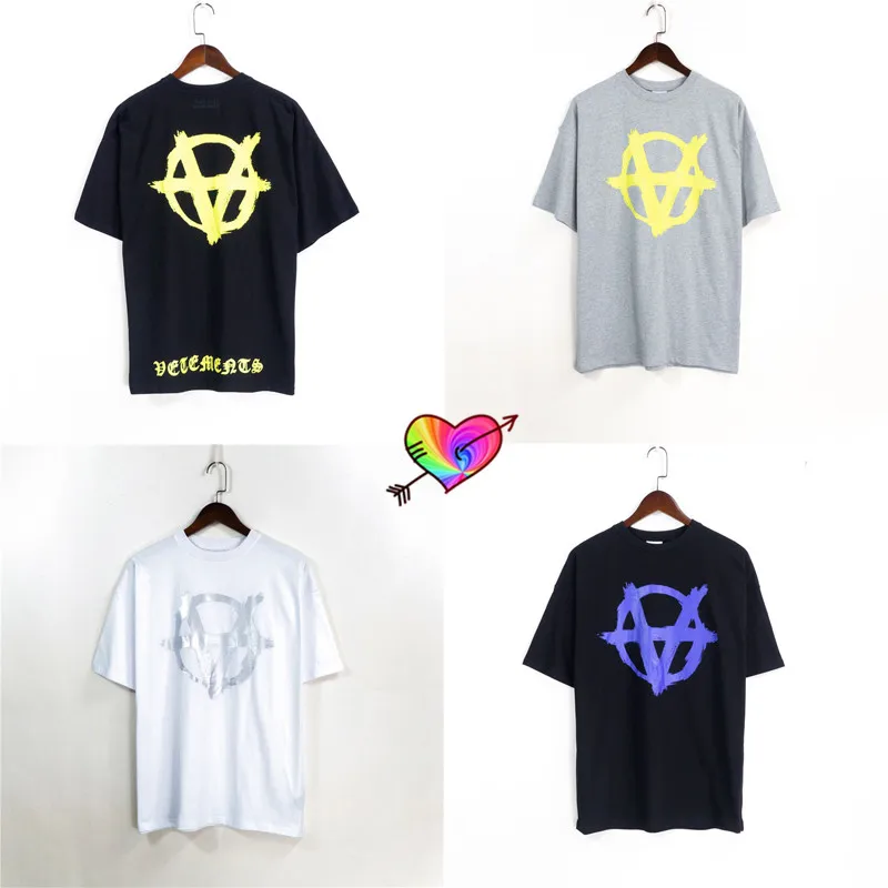 

VETEMENTS Anarchy Logo T-shirt Men Women High Quality Gothic Letter Vetements Tee Foam Print VTM Tops Terry Cotton Short Sleeve