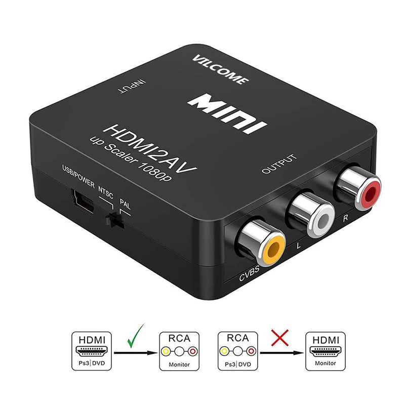 Felkin HDMI К AV адаптер Делителя Частоты HD видео конвертер коробка к RCA AV/CVSB L/R 1080P HDMI2AV