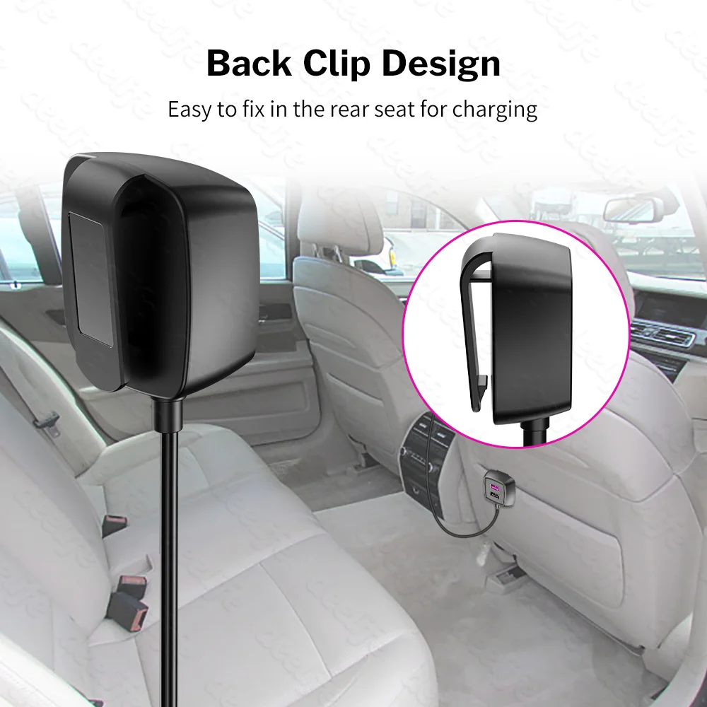 deelife car charger rear seat with 4 usb ports mobile phone adapter qc 3 0 socket auto splitter for front back passenger free global shipping