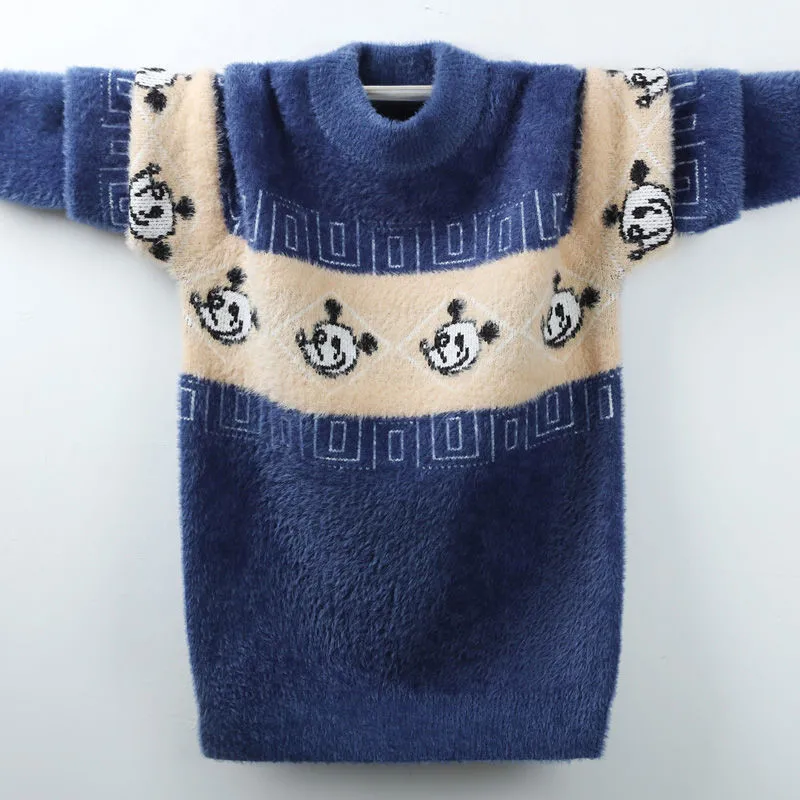 

Disney Mickey Winter Boys Sweater Children's Pullover Sweatshirt Mink Velvet Thickening Kids Bottoming Shirt