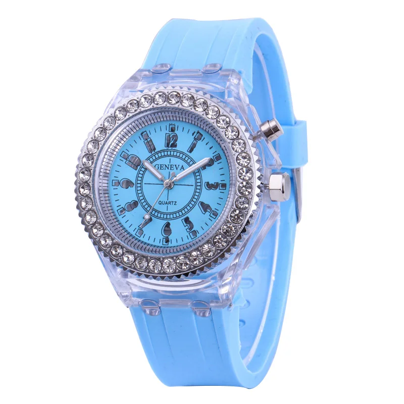 light blue Модные светодиодный часы мужские часы женские часы для спорта и отдыха персональные светящиеся часы детские часы рождественские часы - Цвет: light blue