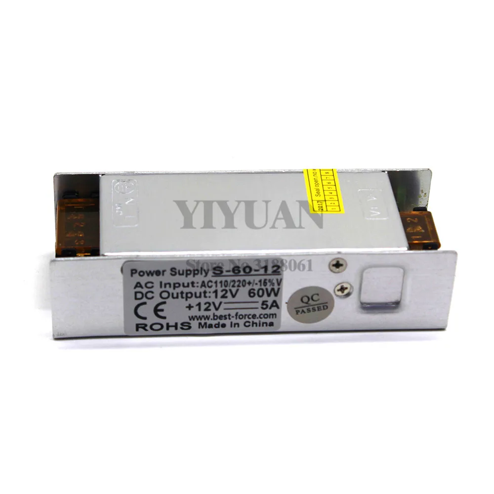 Мини размер с одним выходом 60 Вт 12 В 5A импульсный источник питания светодиодный