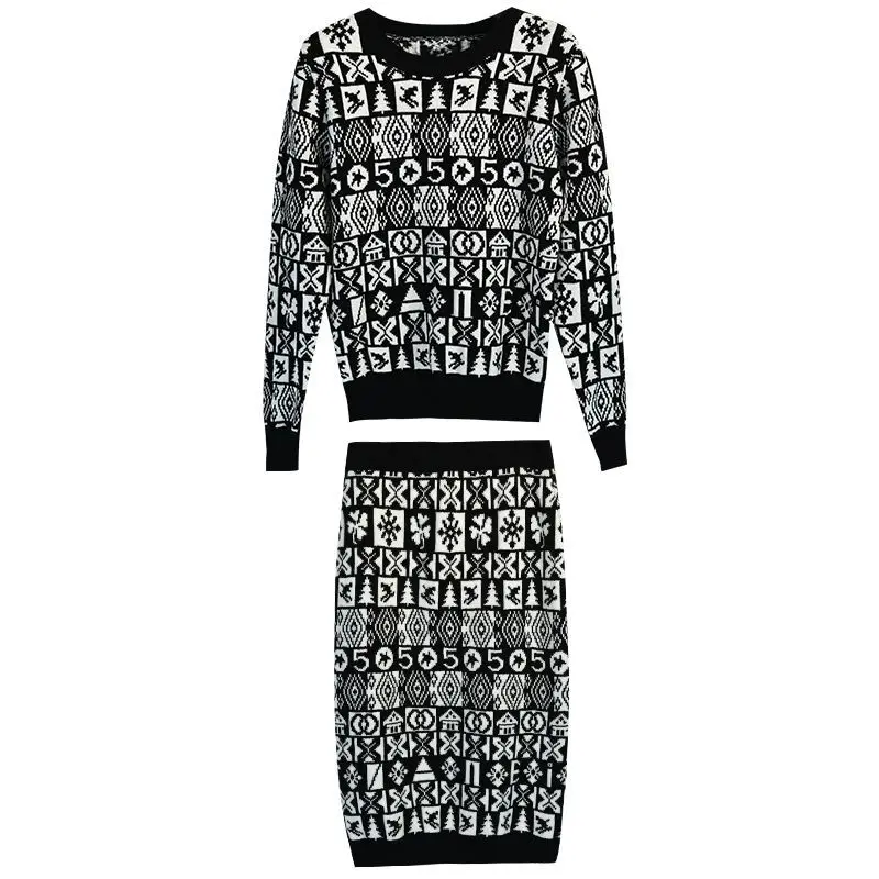 

Women's new knitting jacquard retro thin sweater