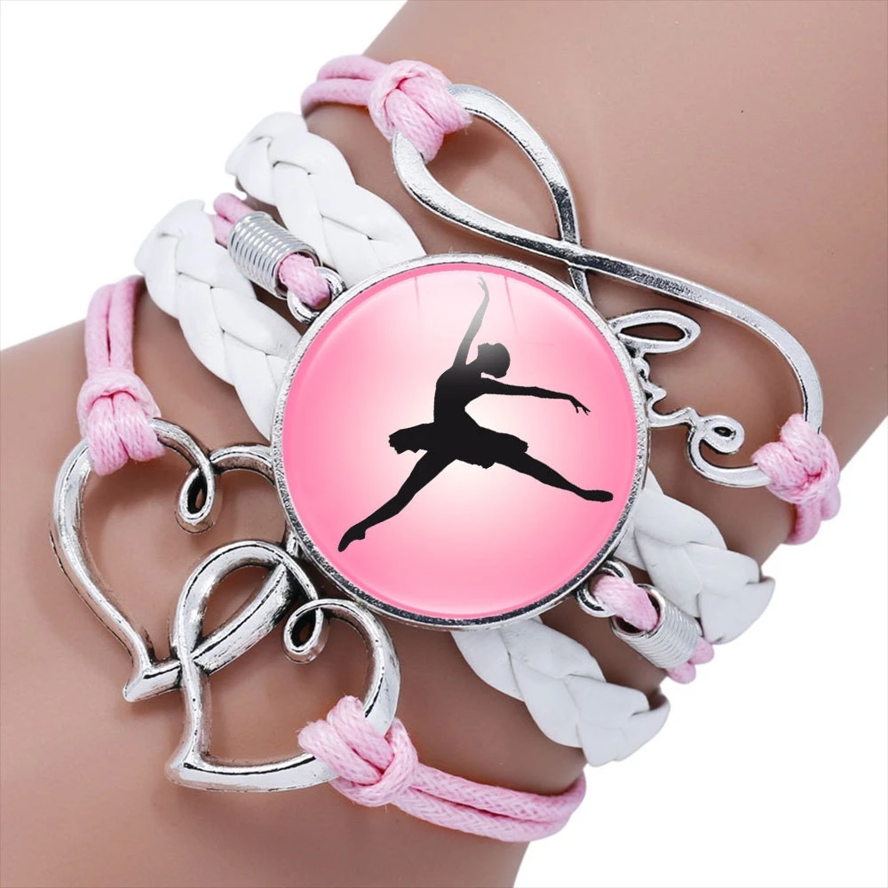 Женский многослойный браслет ручной работы Розовый Плетеный балетный для танцев