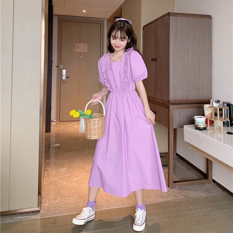 Женское платье с квадратным вырезом летнее приталенное Плиссированное Платье