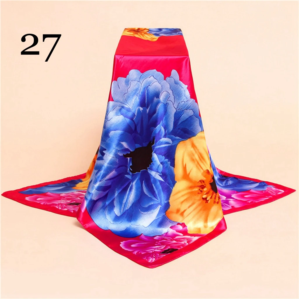 

AMYO 90CM SquareSilk Scarf for Women Hair Band Chinese Floral Printed Shawl Wrap Spring Summer Neckerchife Lady Winter Scarves